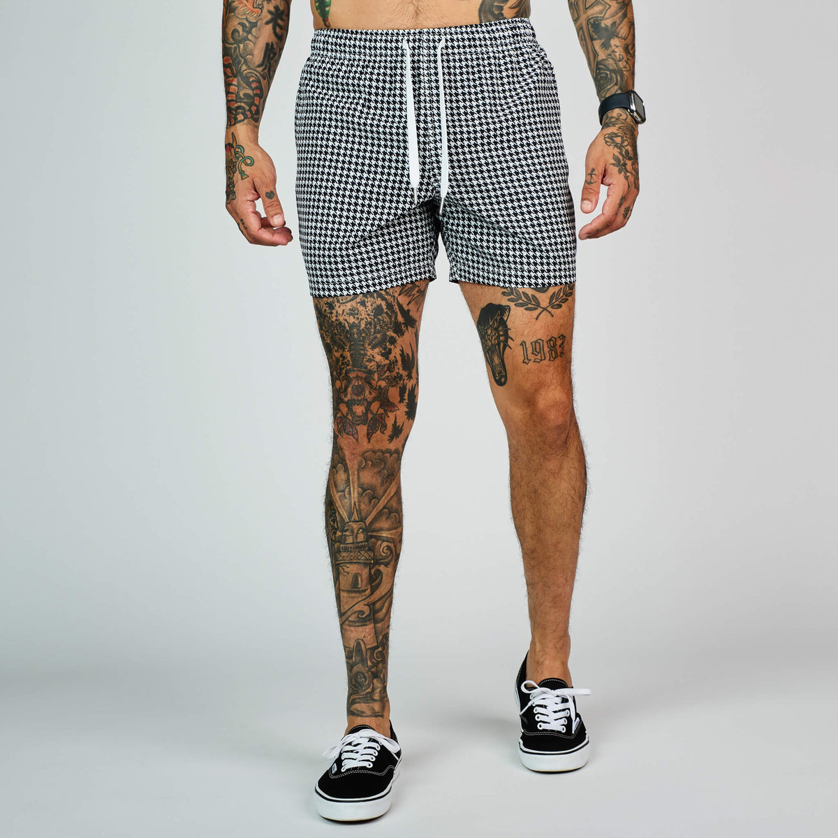 New) Houndstooth Shorts - White – Cove USA