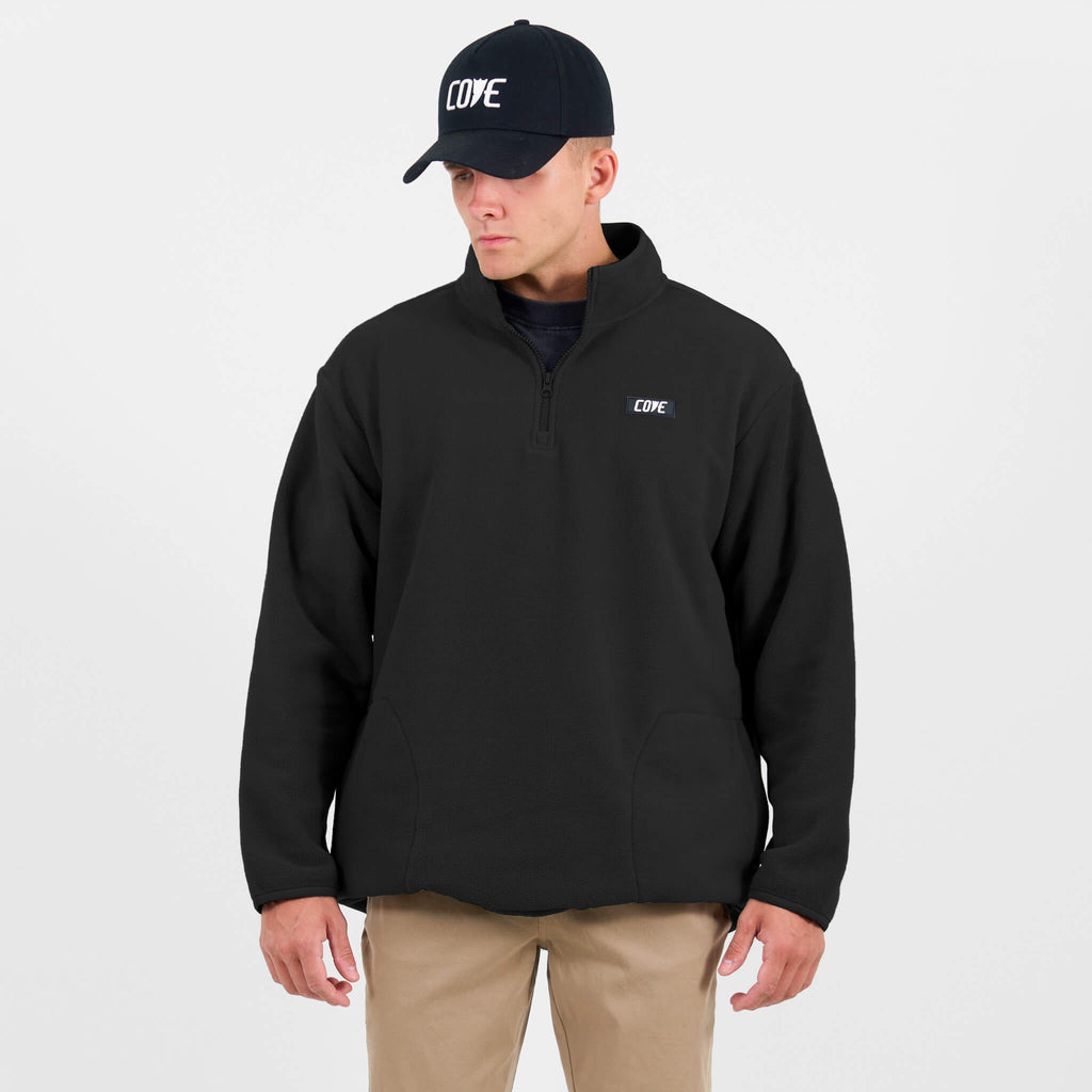New) Fleece 1/4 Zip - Black – Cove USA