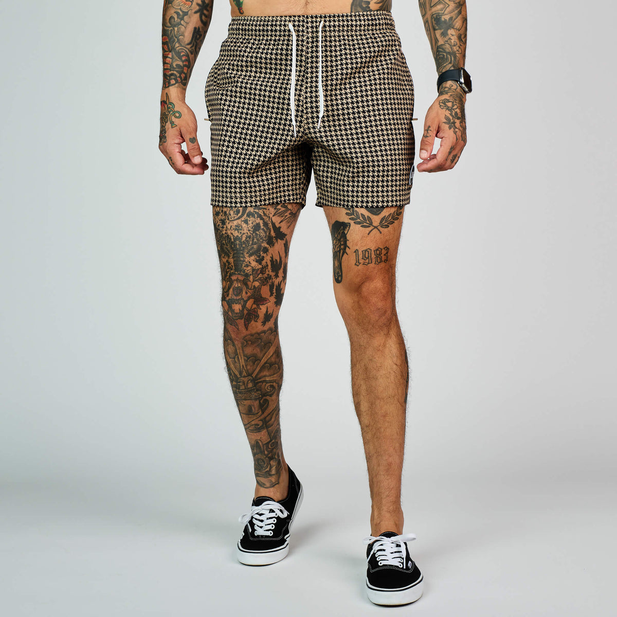 (New) Houndstooth Shorts - Tan